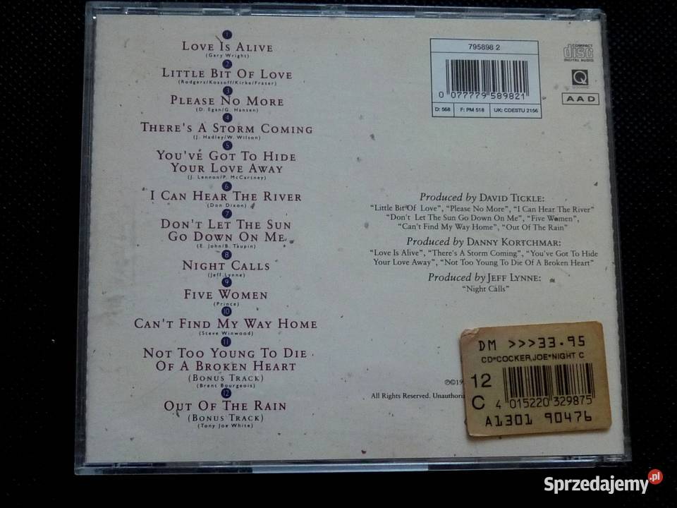 Joe Cocker Night Calls CD pierwsze wydanie 1991 dolnośląskie Wrocław