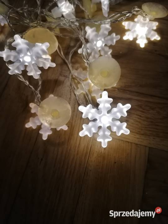Łańcuch świetlny płatki śniegu biały Gdańsk