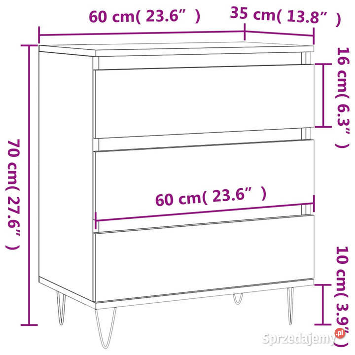 Komoda szarość betonu 60x35x70 materiał Warszawa