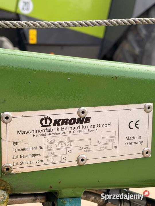 Zgrabiarka Krone Swadro 810 2008 r stan wielkopolskie Baszków sprzedam