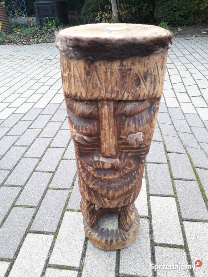 Stary rzeźbiony bęben mazowieckie