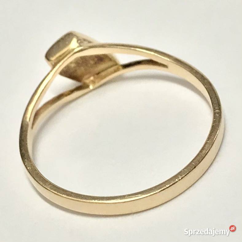 Złoty PIERŚCIONEK 14K damski SYGNET płaski TOP Warszawa