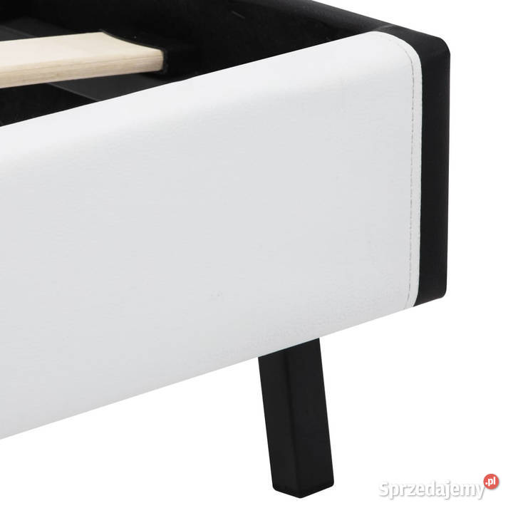 Rama łóżka z LED biała sztuczna skóra 140 x 200 Łóżka i materace