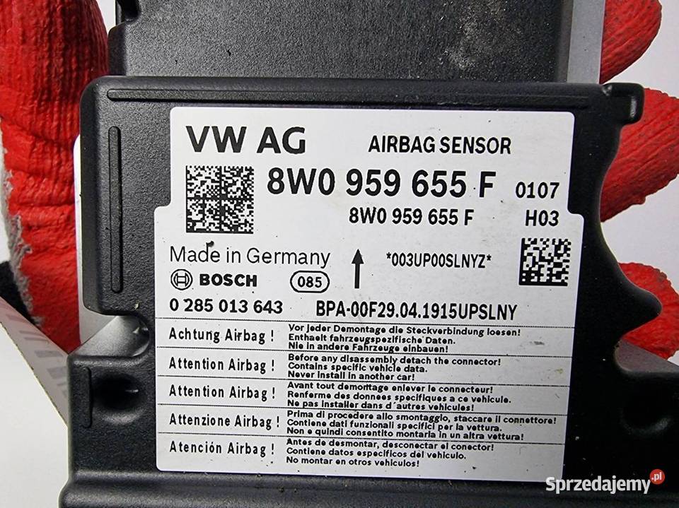 SENSOR AIRBAG AUDI A4 B9 8W0959655F kujawsko-pomorskie Lipno