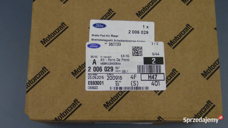 2006029 Klocki hamulcowe tył Ford Motorcraft małopolskie