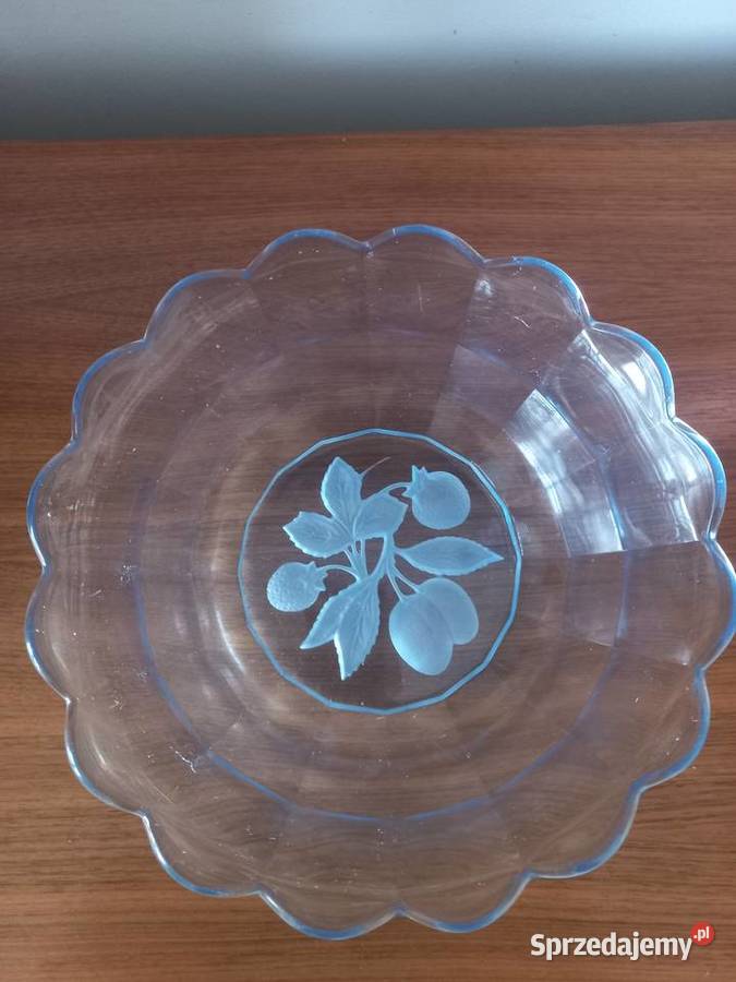 Misa szklana niebieska Art Deco Porcelana i szkło kujawsko-pomorskie Toruń