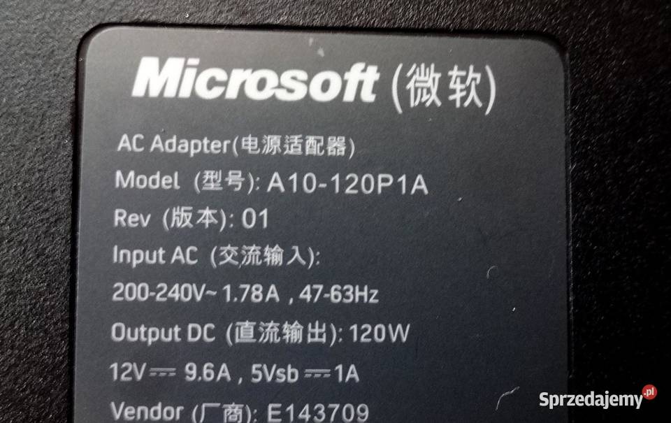 Zasilacz Microsoft A10120P1A 12v96A 5v1A