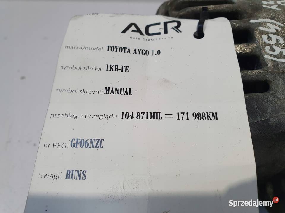 ALTERNATOR Peugeot 107 Toyota Aygo Citroen C1 10 Chełm