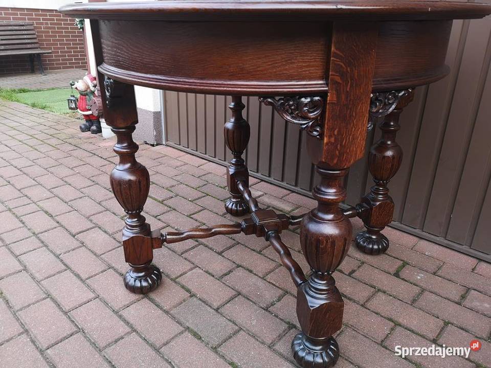 Stół Dębowy Okrągły 99 Unikat Zgrabny Stary Meble Swarzędz