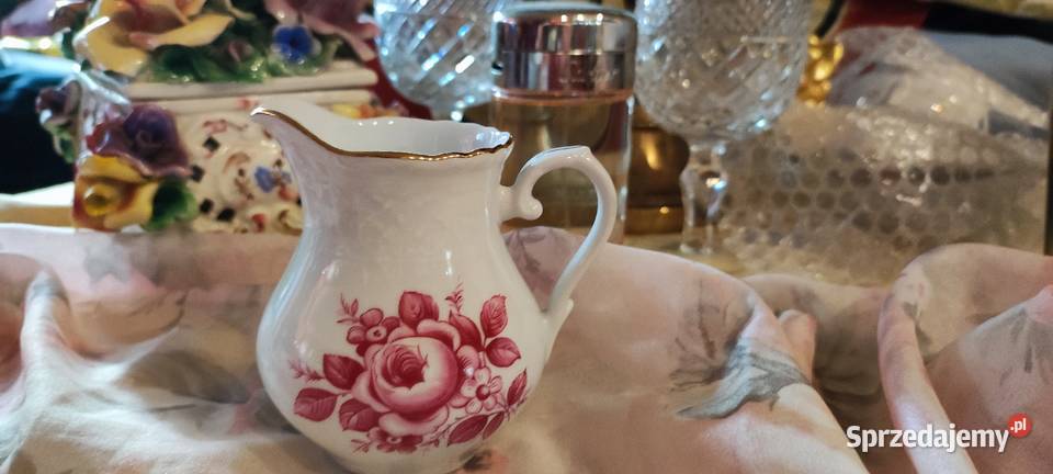 Mlecznik z różową różą biel porcelana Arzberg Wrocław