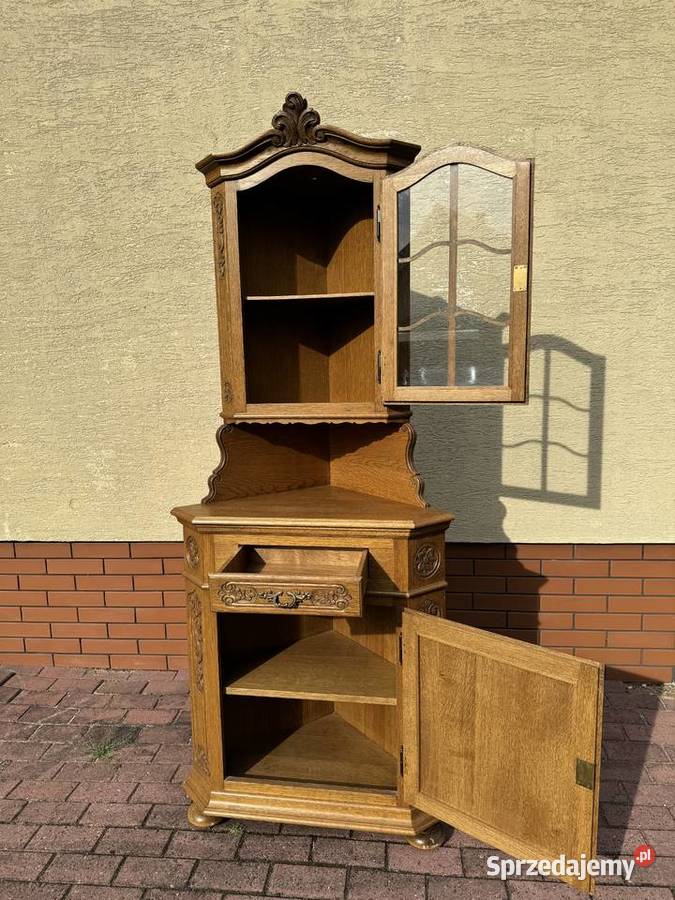 Witryna narożna dębowa stylowa rogówka kredens Sulbiny