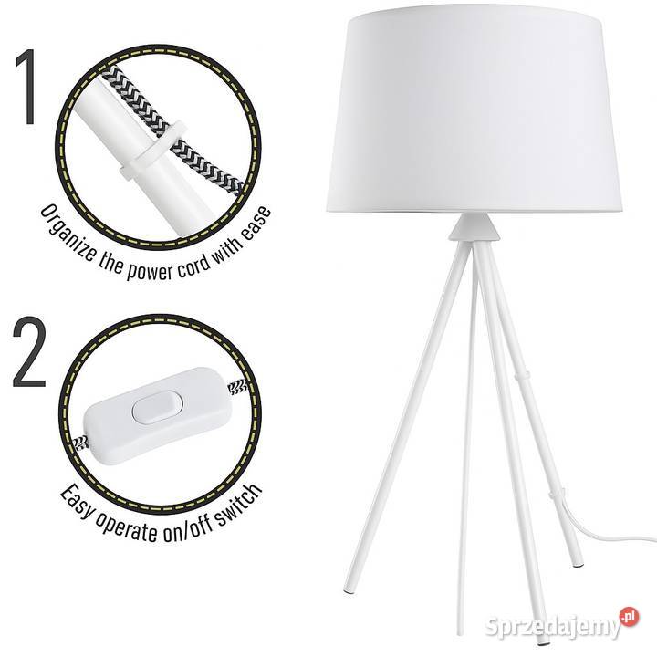 Lampa stołowa nowa z białym kloszem Lampy stołowe i nocne małopolskie sprzedam