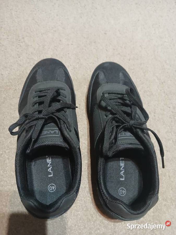 Buty męskie czarne eleganckie sportowe Lanetti