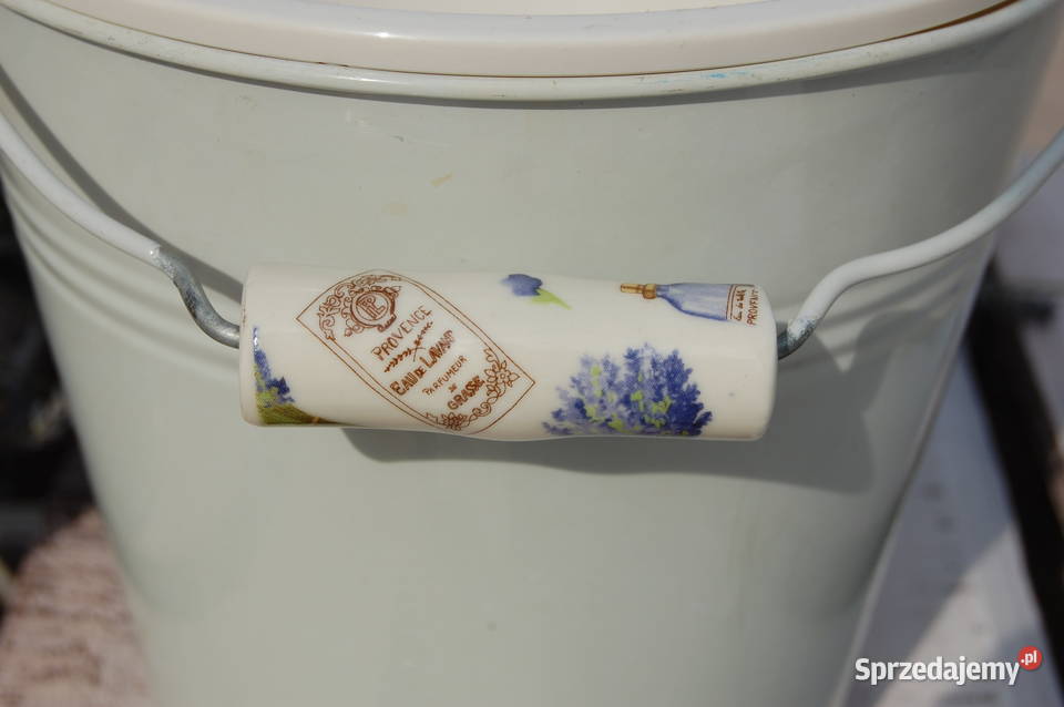 Wiaderko metalowe ceramiczny uchwyt lawenda Lublin