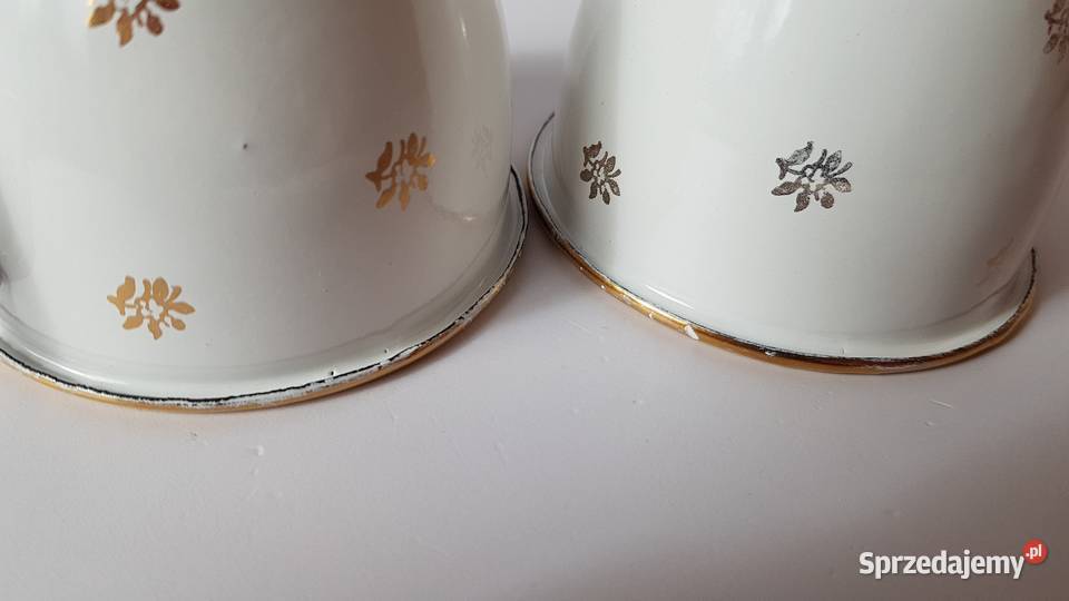 Zestaw 2x metalowa emaliowana filiżanka PRL Dąbrowa Górnicza