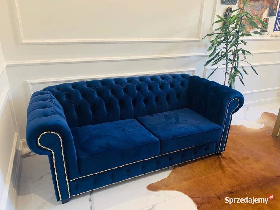 Wyjątkowa kanapa glamour sofa z pikami 196cm chesterfield