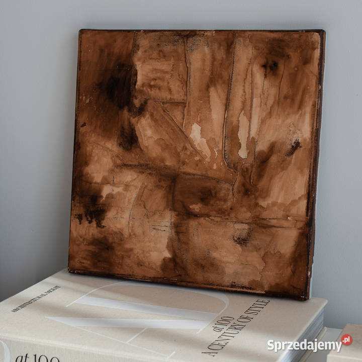 Brązowy Obraz Strukturalny 30x30 Ręcznie Poznań sprzedam