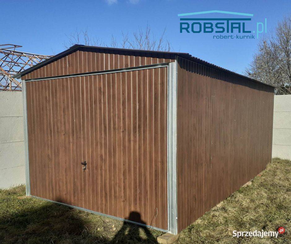 Garaż blaszany 3x6 Blacha OrzechMontaż 180zł/m2 Sprzedaż Koło