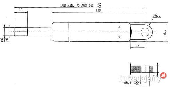 Sprężyna gazowa L242 mm 200N Stabilus CA049301 Kamionna sprzedam