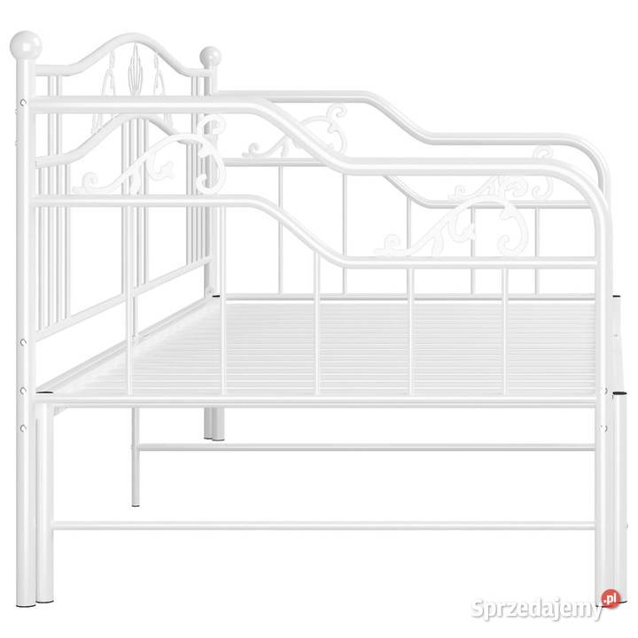 Sofa z wysuwaną ramą łóżka biała metalowa 90x200 mazowieckie Warszawa