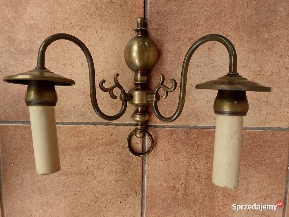 Kinkiet mosiężny podwójny Kraków