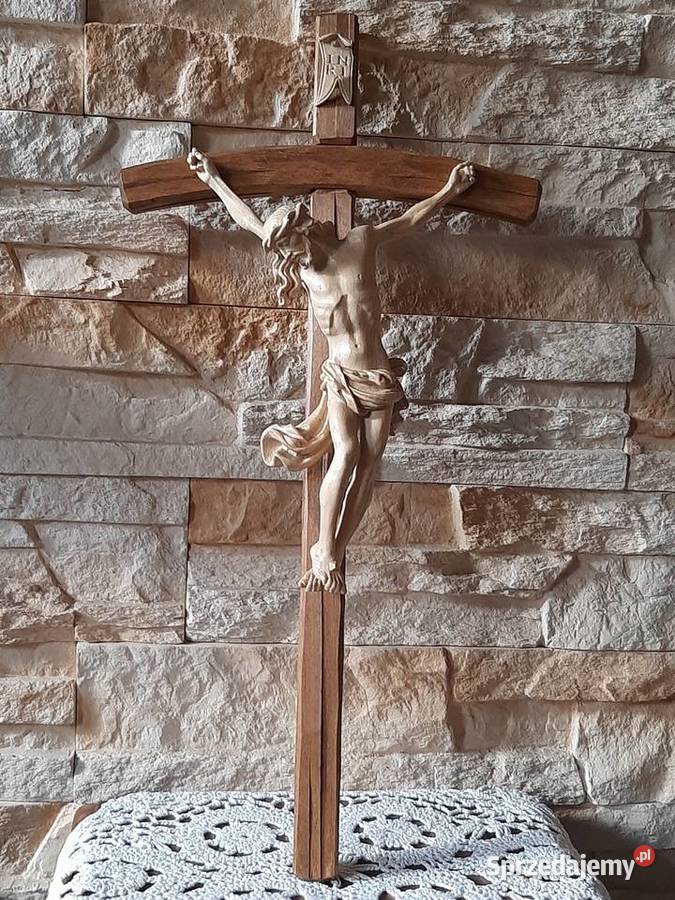 Rzeźba z drewna krzyż drewniany Ukrzyżowanie Antyki, Sztuka, Kolekcje Lubień