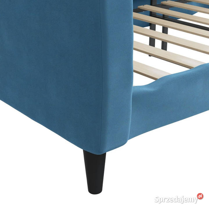 Sofa z funkcją spania niebieska obita aksamitem 90cm Warszawa sprzedam