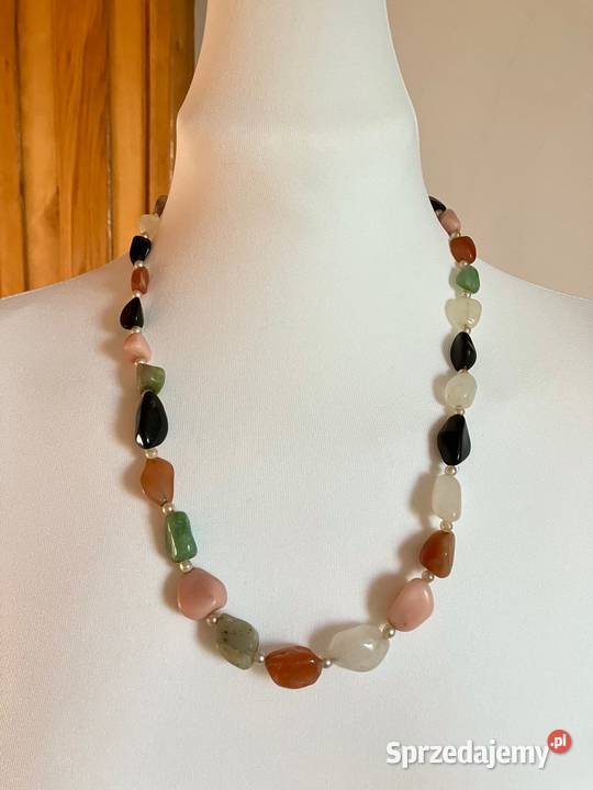 Naszyjnik korale agaty kolorowe Nisko