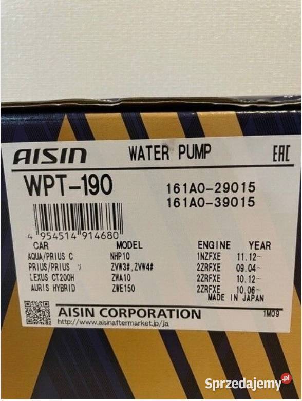 pompa wodna toyota lexus oryginał AISIN WTP190 osobowe Warszawa