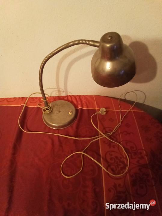 Lampka biurkowa srebrna PRL Warszawa