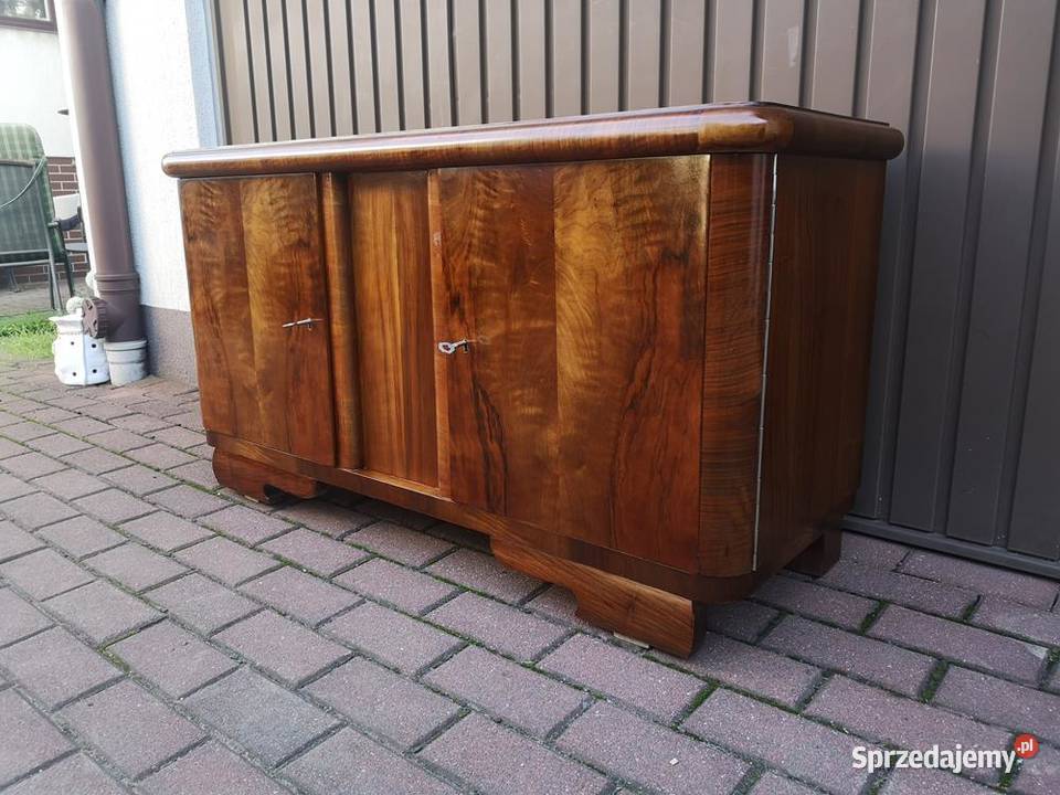 Komoda ARTDECO RTV Niska Orzech Zgrabna Stara Meble Swarzędz