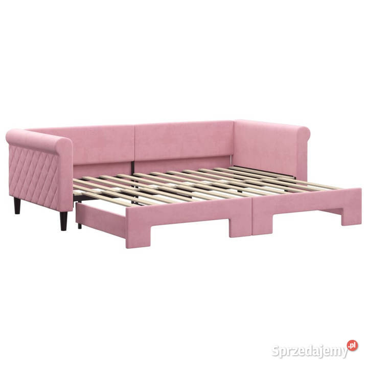 Sofa rozsuwana różowa aksamit 90x200 WM3197774 100cm Łóżka Warszawa