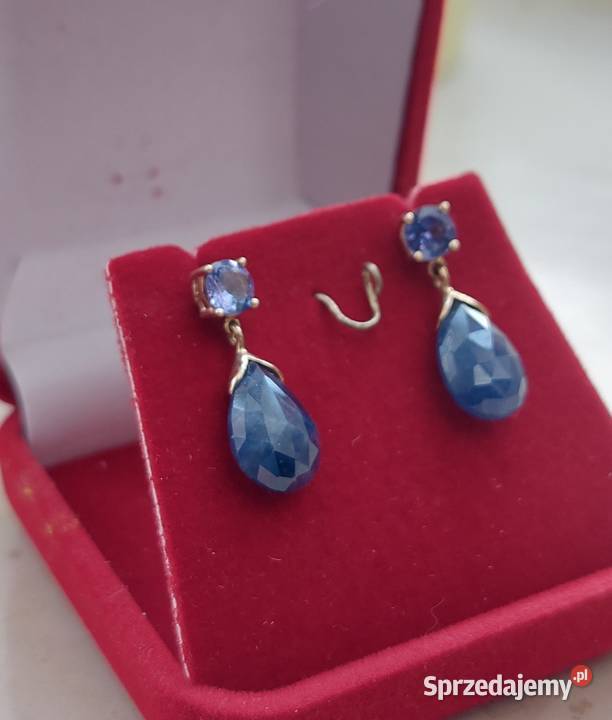 Kolczyki Żółte Złoto 585 14k Szafiry Tanzanite Grodzisk Mazowiecki