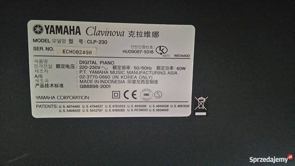 Sprzedam pianino cyfrowe Yamaha Clavinova CLP230 Yamaha Instrumenty klawiszowe i MIDI Kraków
