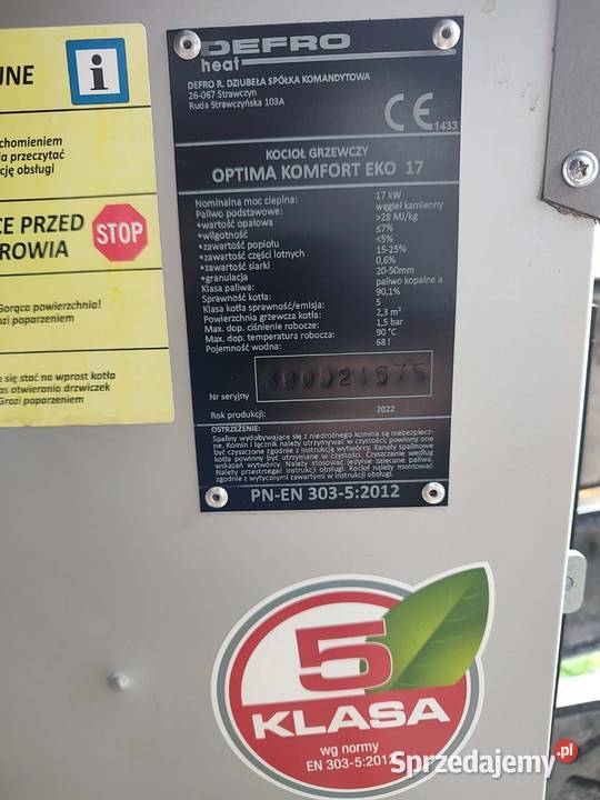 Defro 17Kw 2022 5 KLASA ECODESIGN sas ogniwo Tarnów