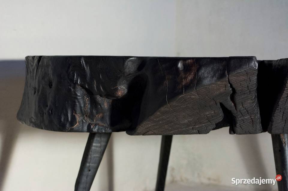Stolik kawowy palone Drewno plaster drewna Pogrzebień