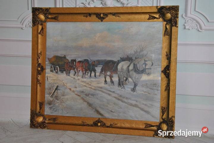 Antoni Piotrowski Zimowa Scena Rodzajowa Polski