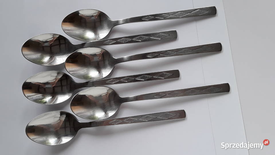 Łyżki obiadowe ROMBY KARO Gerlach sztućce PRL Sztućce śląskie Dąbrowa Górnicza