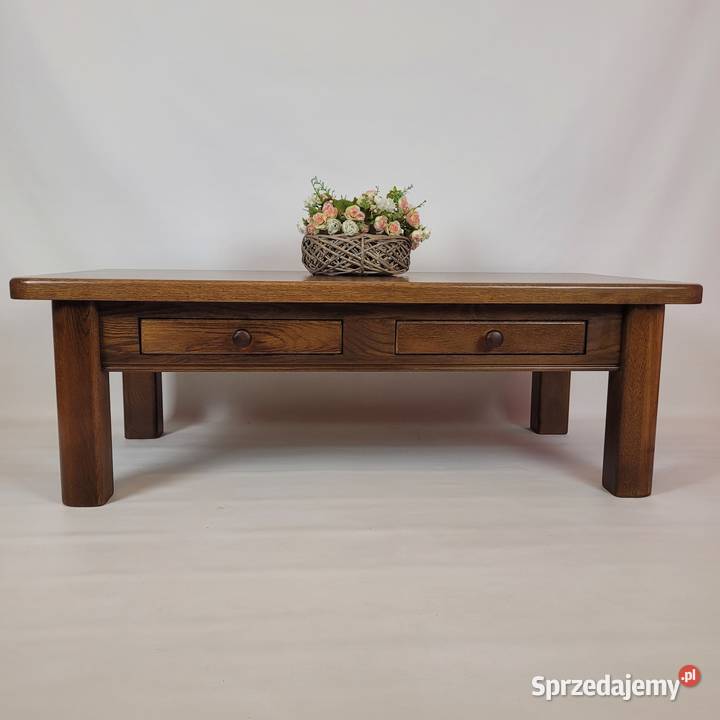 Piękna dębowa ława z szufladami 64cm