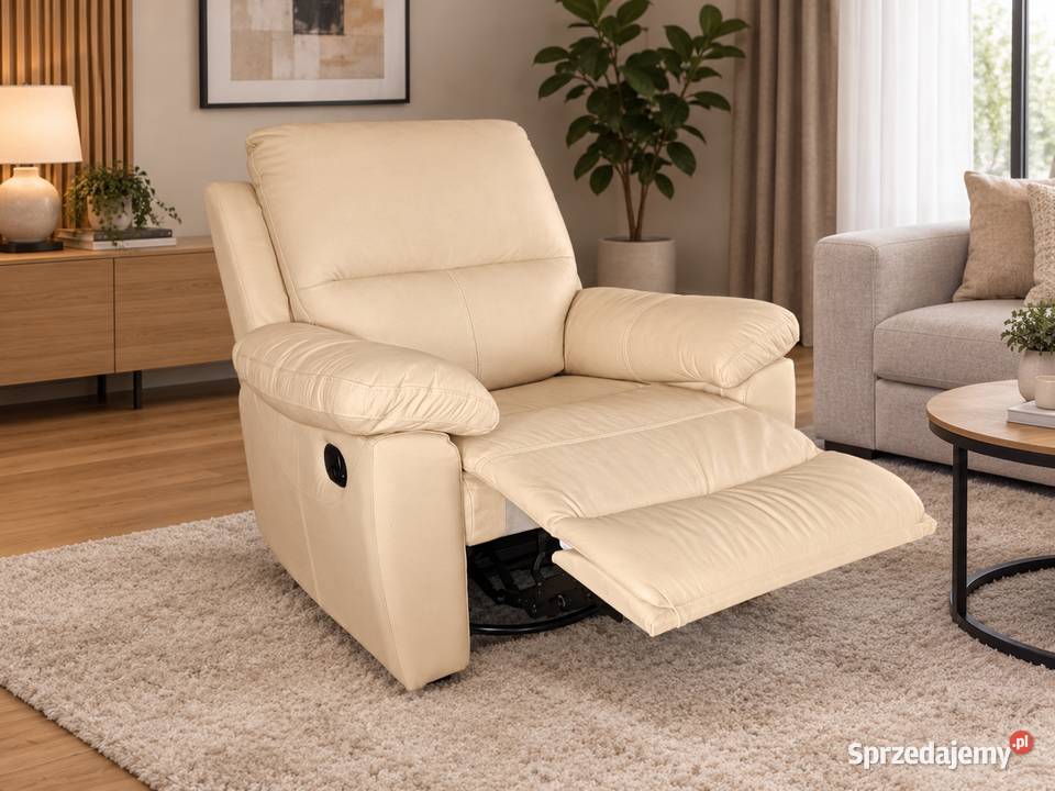 Nowy Fotel RELAX bujany i Obrotowy Skóra Olesno
