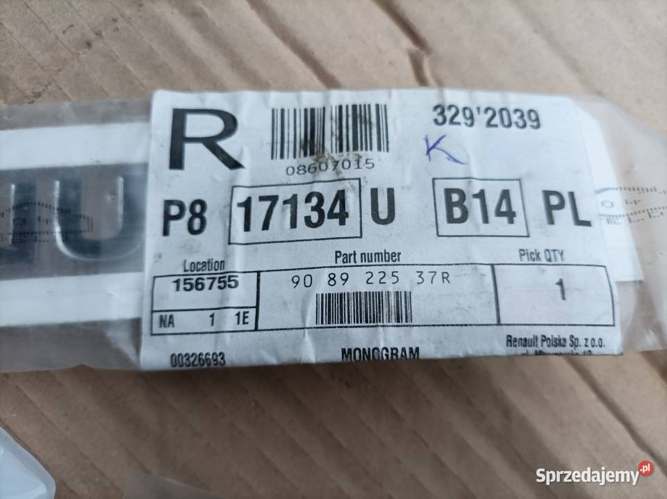 RENAULT ARCANA emblemat tył nowy org 908922537R mazowieckie Otwock sprzedam