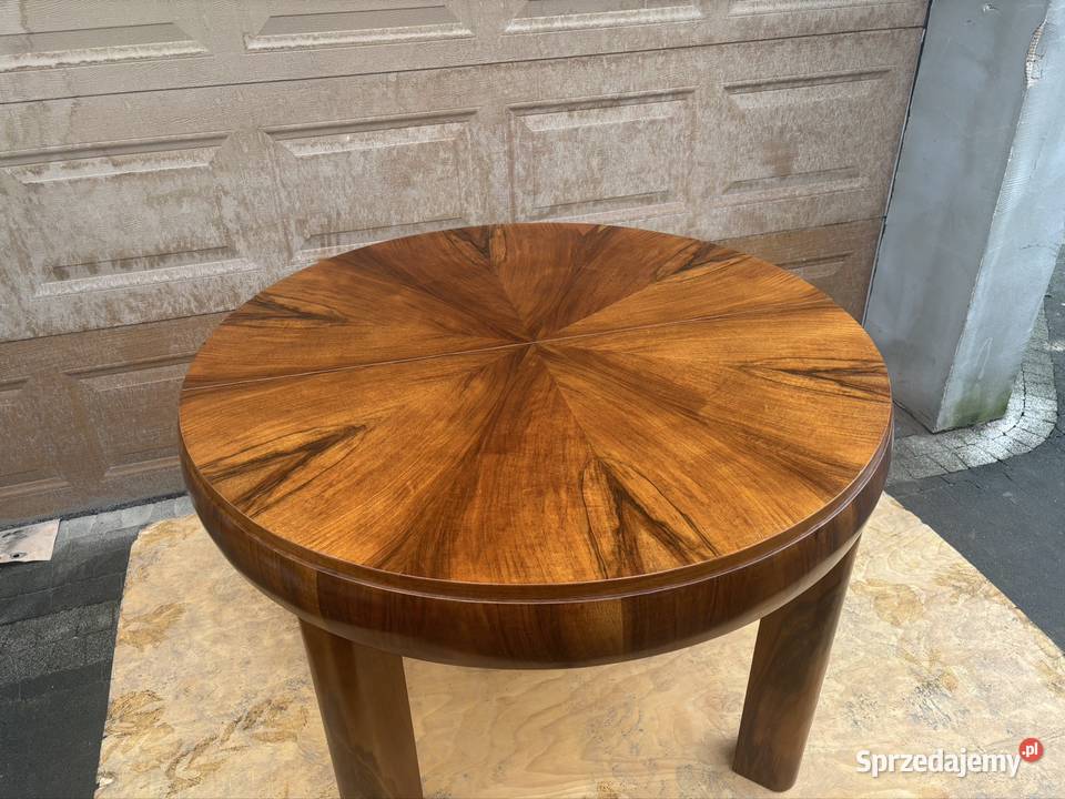 Stół Okrągły Orzech Beczką 112 Rozkładany Antyk Warszawa