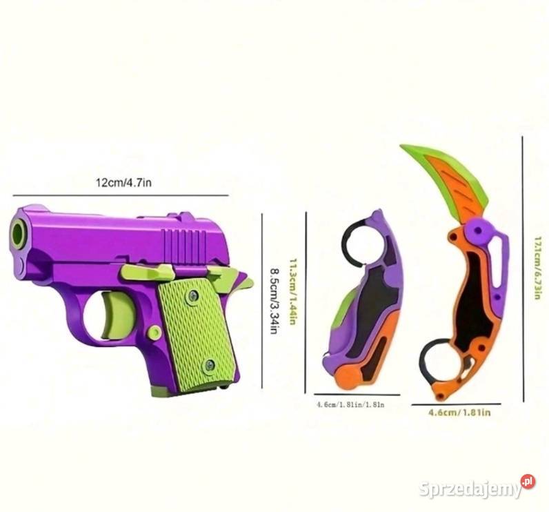 Fioletowy Automatyczny Pistolet i Nóż Karambit Koszalin