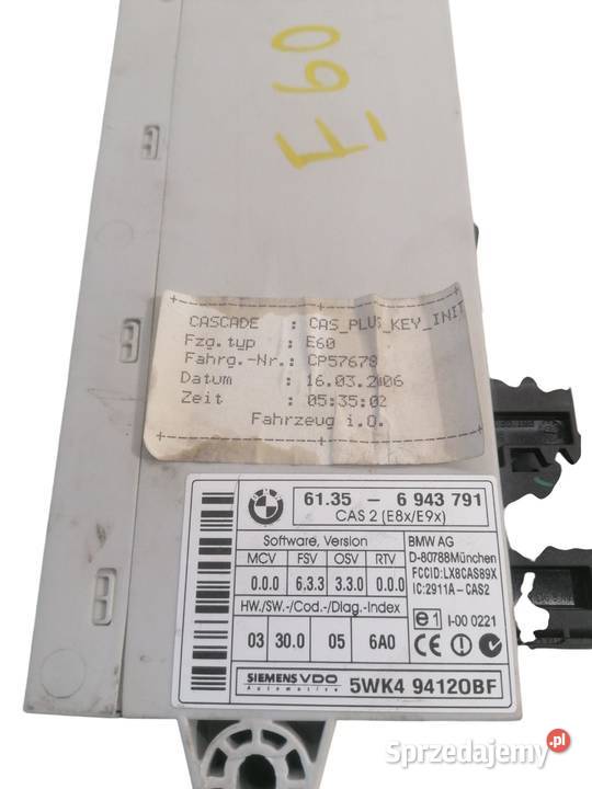MODUŁ STEROWNIK CAS 2 BMW 5 E60 20 D 6943791