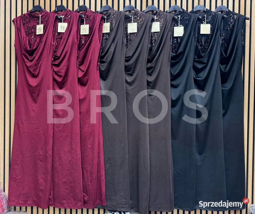 Czarna długa sukienka wieczorowa z koronką Rozmiar uniwersalny Werbkowice