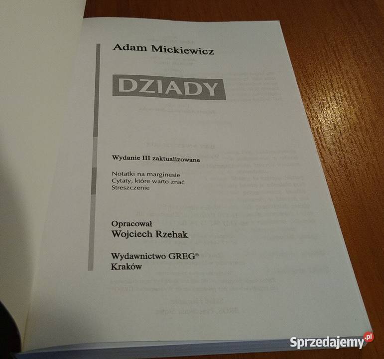 Dziady Adam Mickiewicz lektura z opracowaniem ISBN 9788373271838 sprzedam