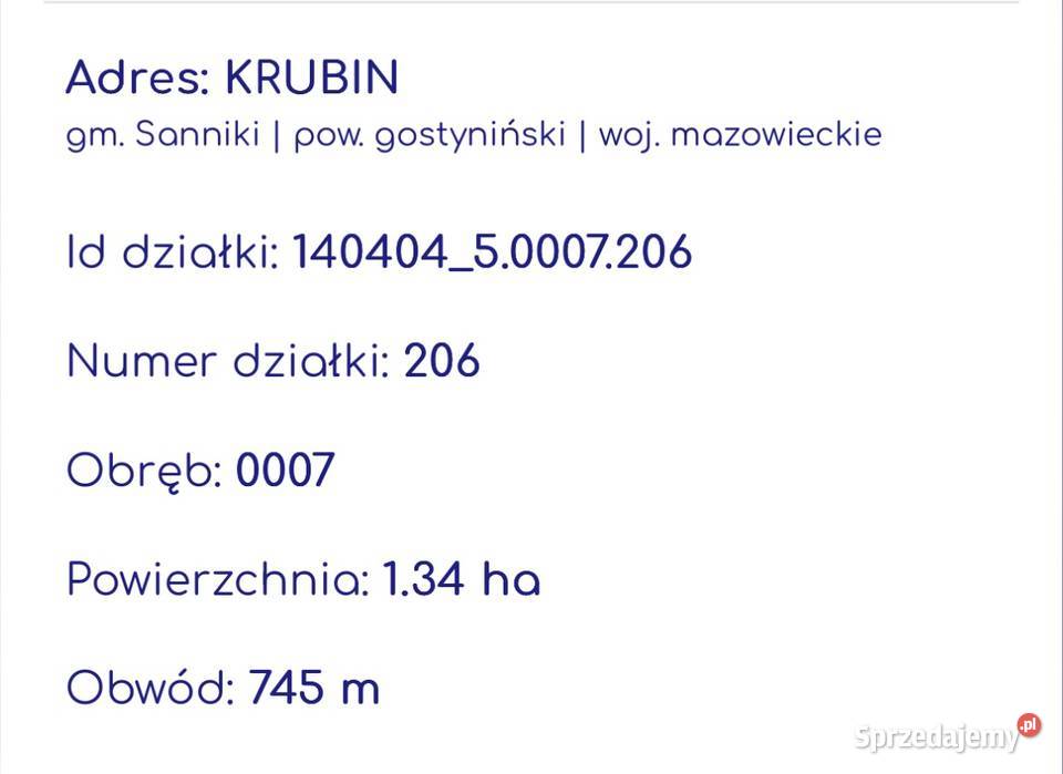 Działka rolna z warunkami zabudowy 9zł/m2 Krubin