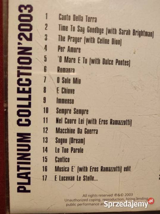 Andrea Bocelli Greatest Hits Platinum Collection Płyty i kasety Kielce