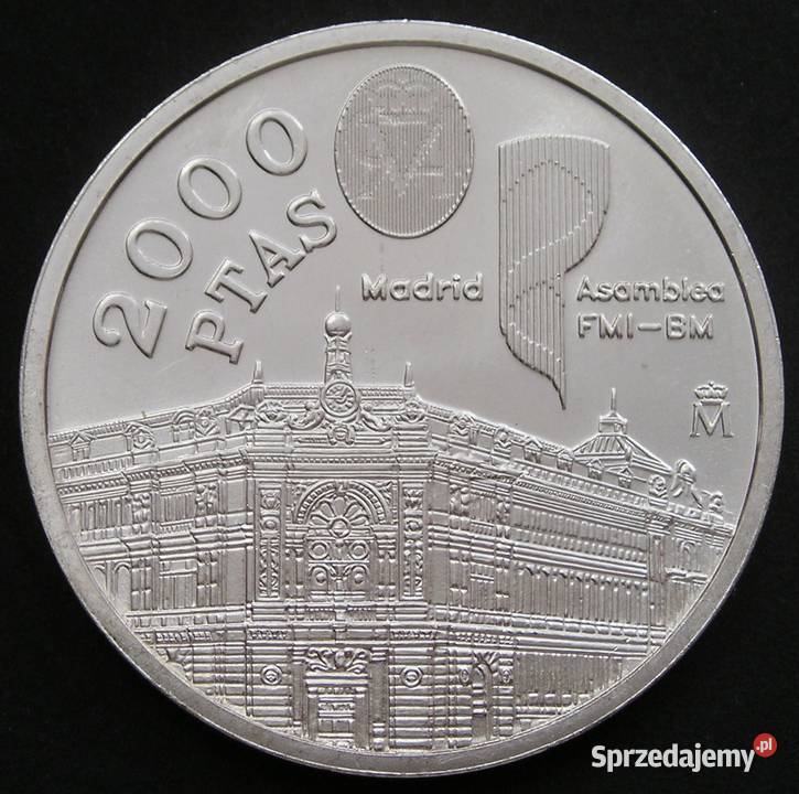 HISZPANIA 2000 PESET 1994 MADRYT SREBRO STAN 2 łódzkie Łódź