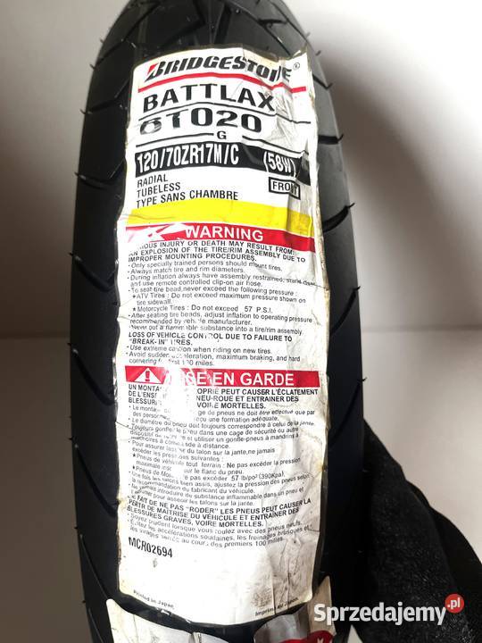4369 Opona motocyklowa BRIDGESTONE BATTLAX BT020 W do 270 km/h